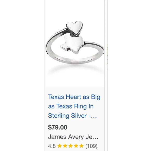 James Avery 925 Heart As Big As Texas Ring - Picture 6 of 6